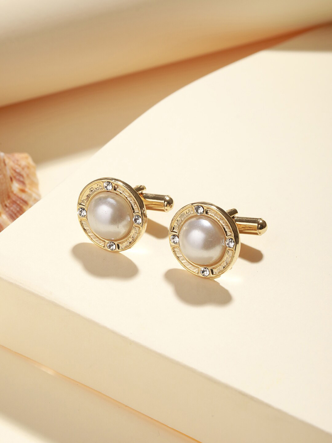 Priyaasi Pearl Studded Gold-Plated Cufflink