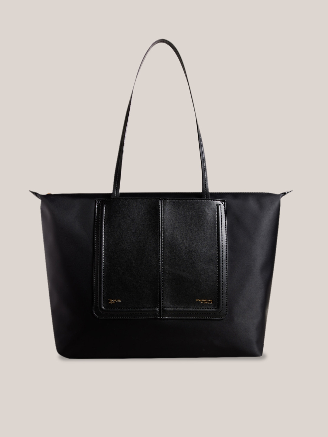 Ted baker black leather tote bag sales