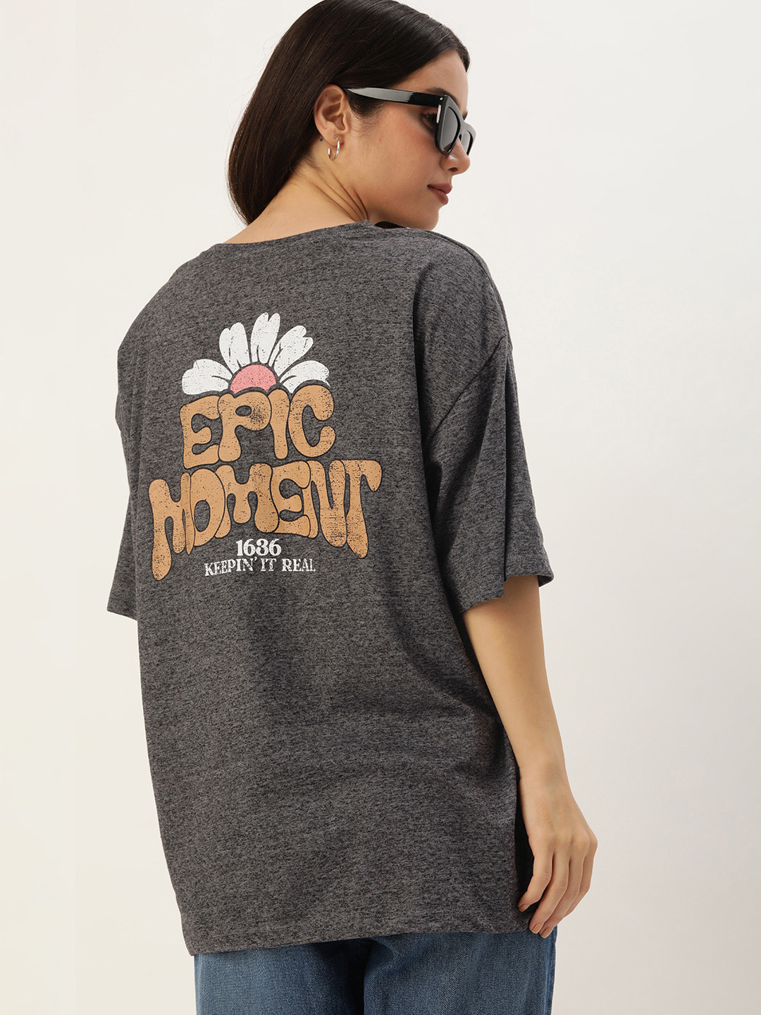 Harvard Graphic Printed Drop-Shoulder Sleeves Longline T-shirt