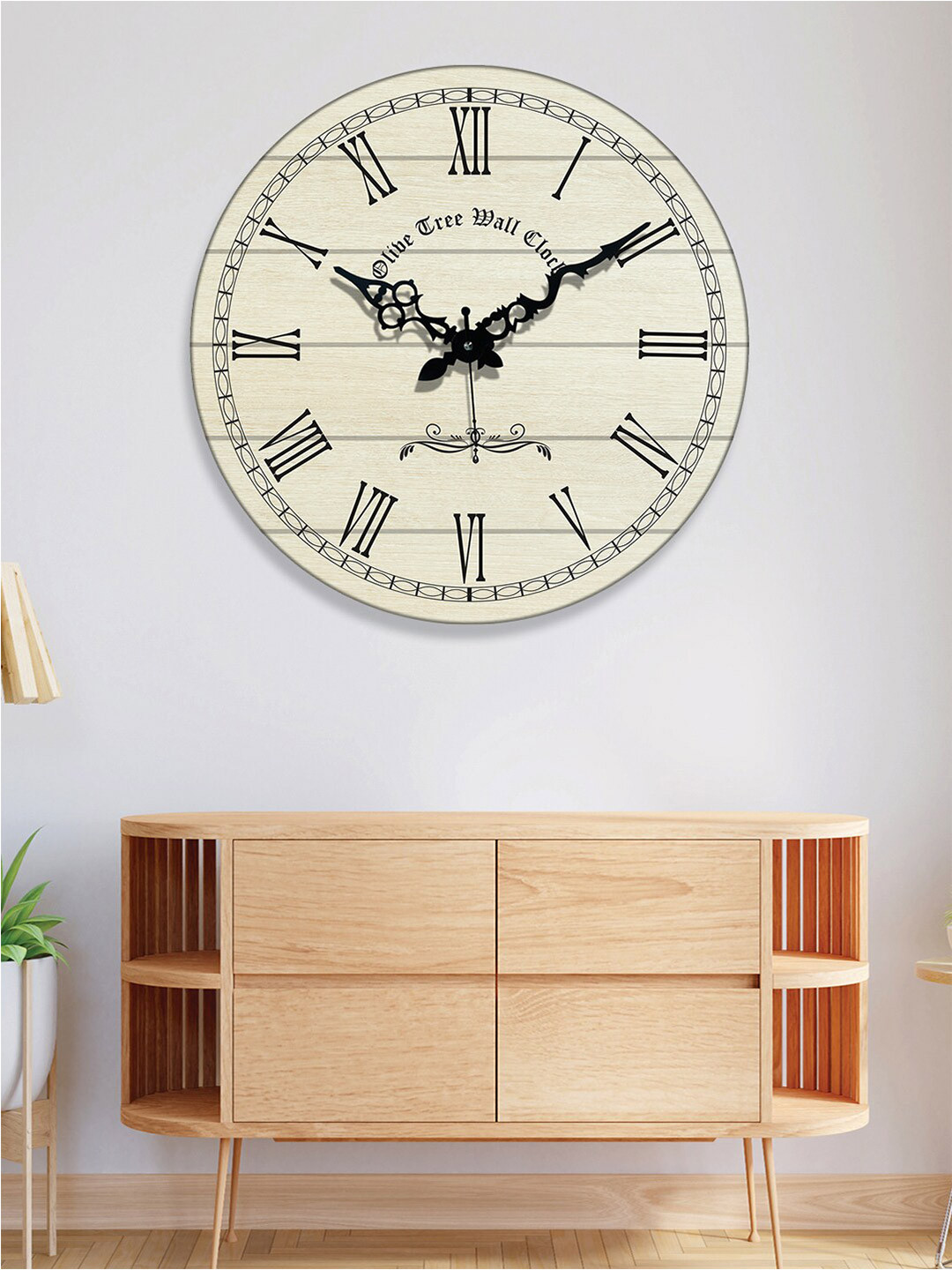 OLIVE TREE Off White Printed Analogue Contemporary Wall Clock
