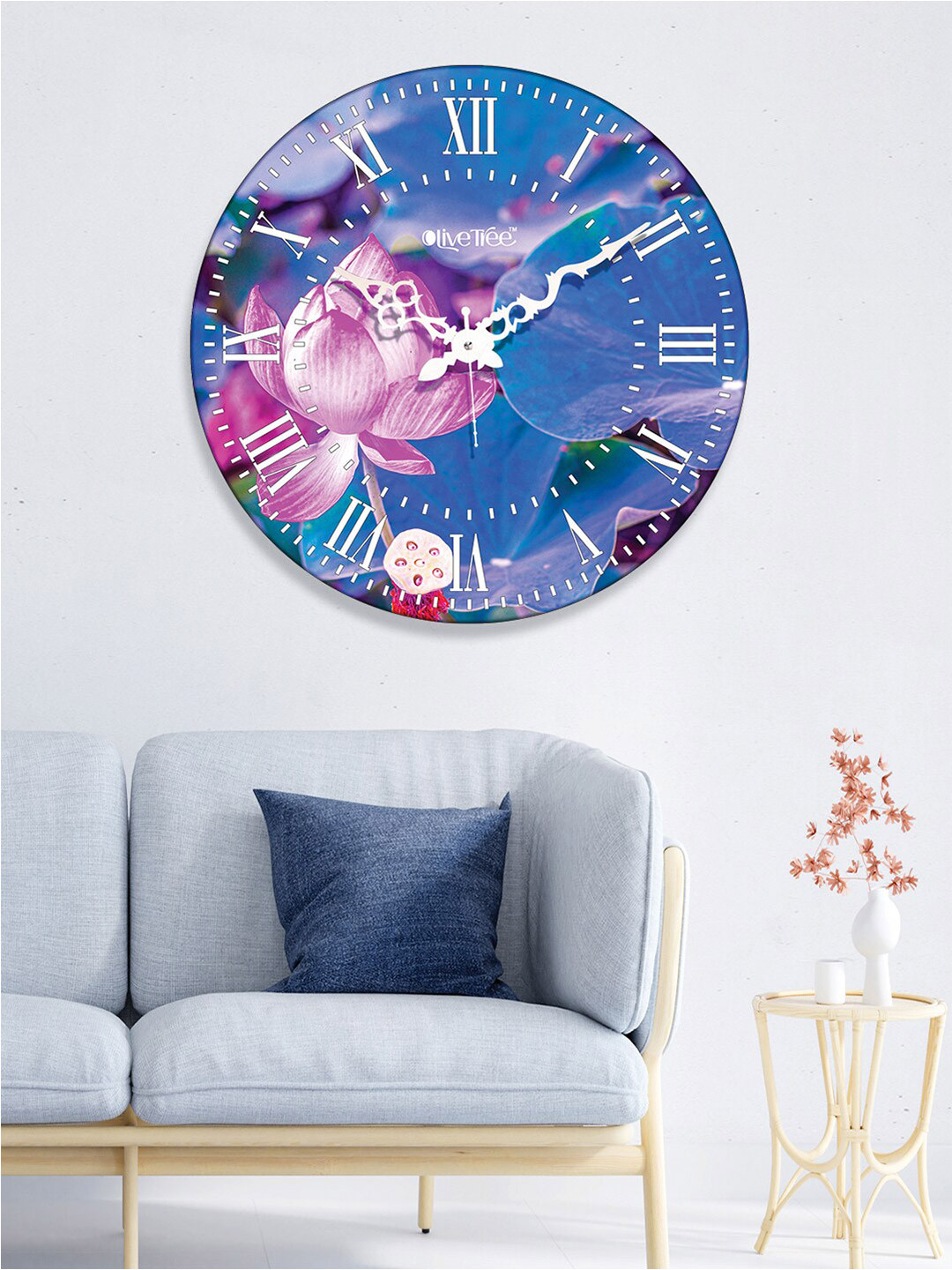 OLIVE TREE Blue Printed Contemporary Wall Clock