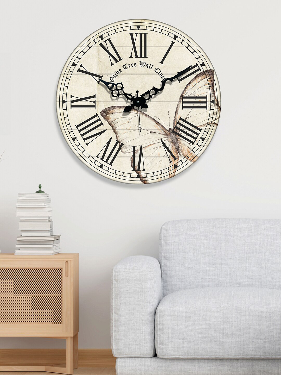 OLIVE TREE Cream-Coloured Printed Contemporary Wall Clock