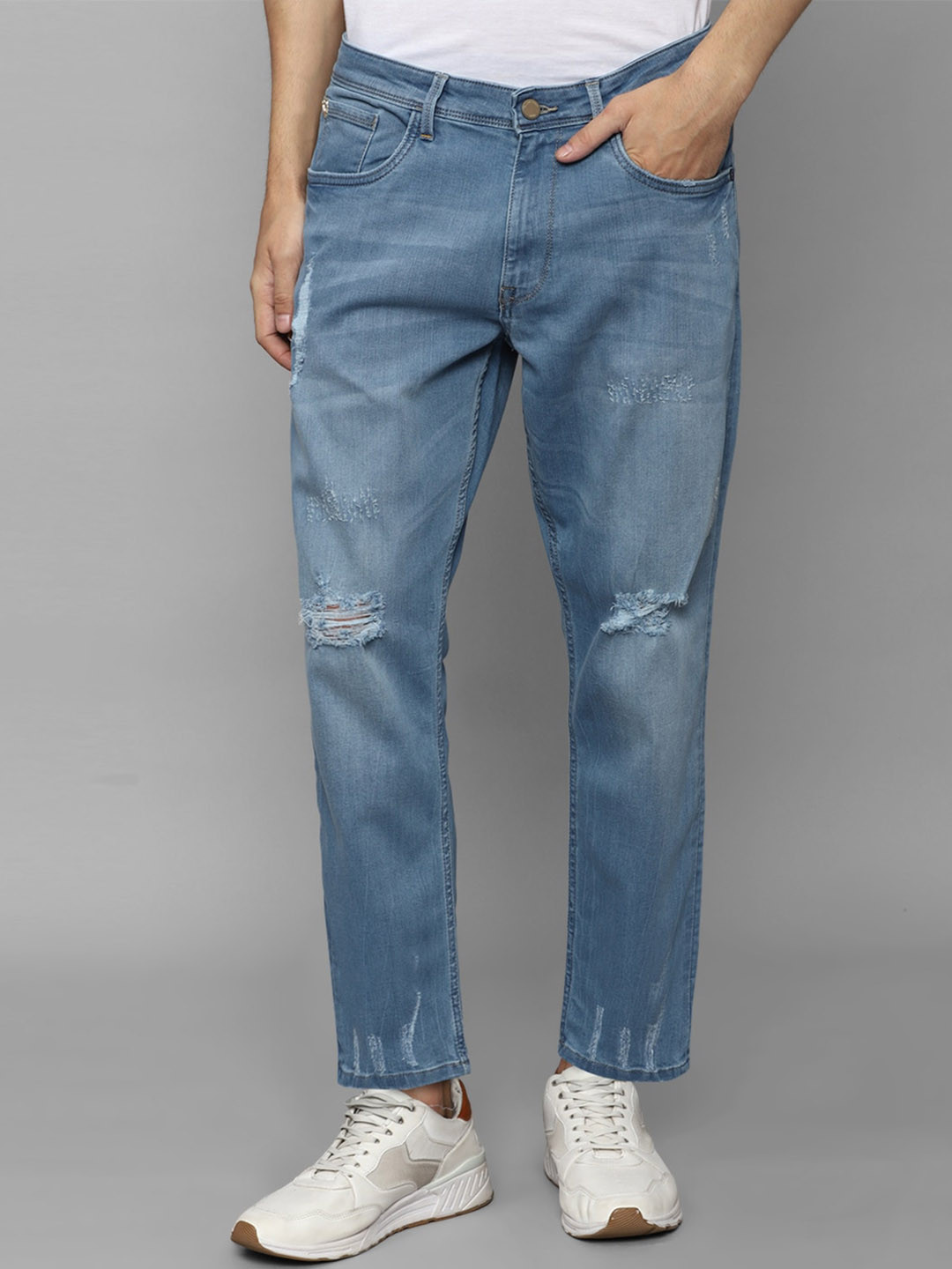 Allen Solly Mid-Raise Mildly Distressed Light Fade Stretchable Jeans