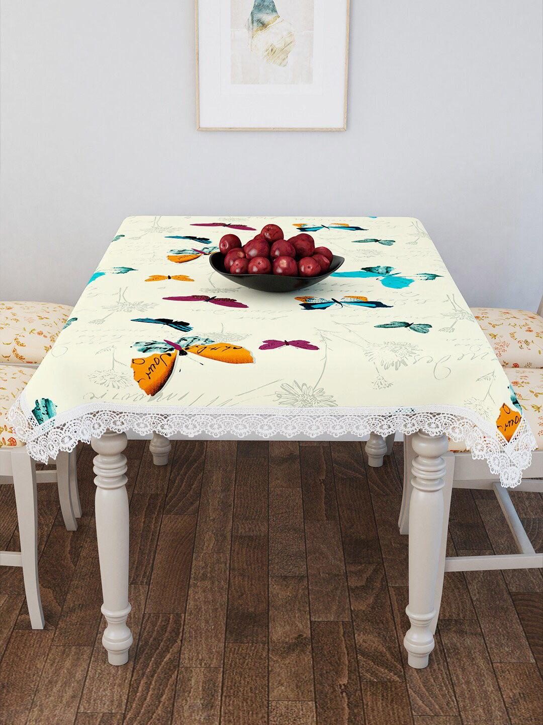 Story@home  White & Pink Printed Cotton Table Covers