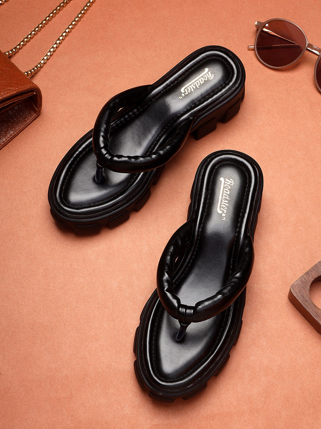 Roadster Black Open Back Platform Heels