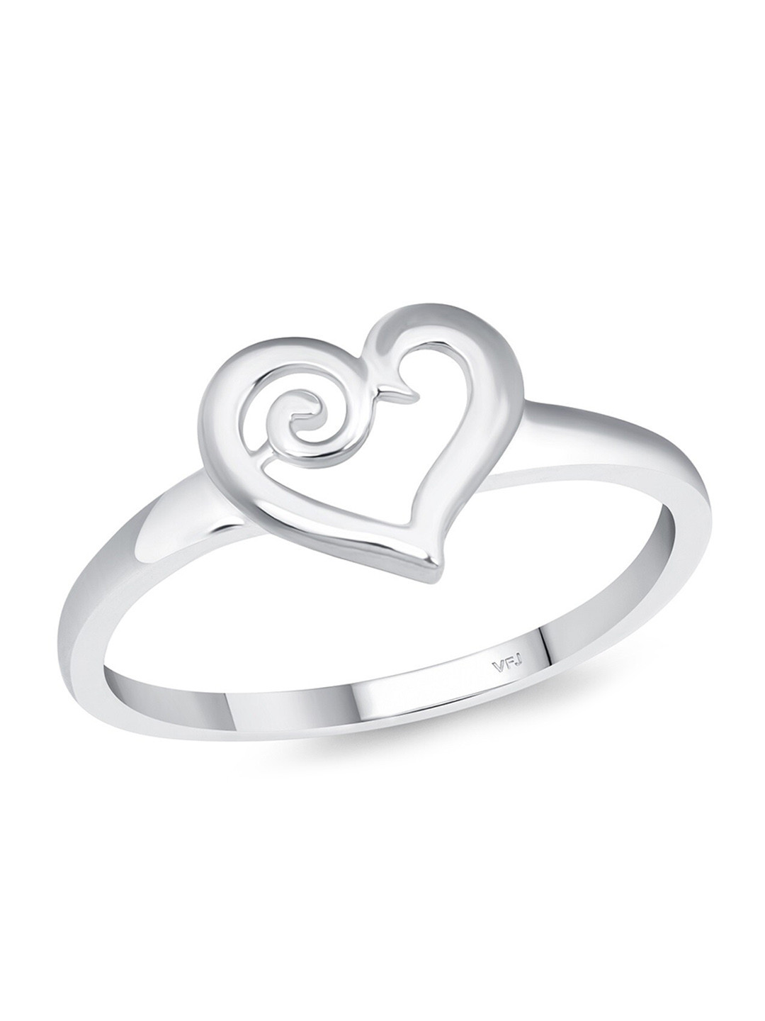 Vighnaharta Rhodium-Plated  Bezel Heart Finger Rings