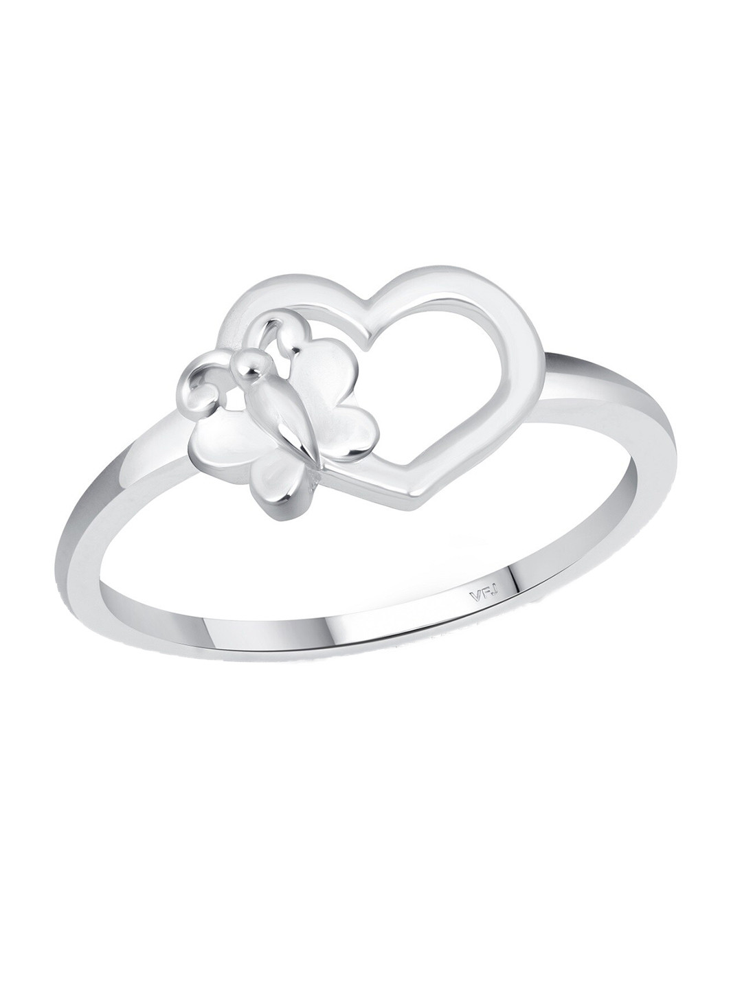 Vighnaharta Rhodium Plated Heart Shaped Finger Ring