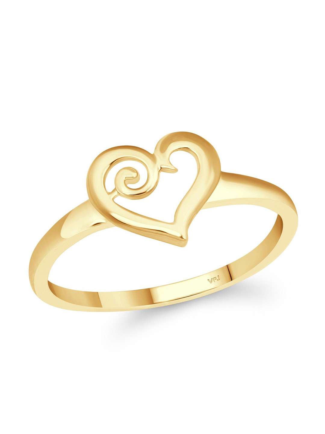 Vighnaharta Gold-Plated Heart Finger Ring