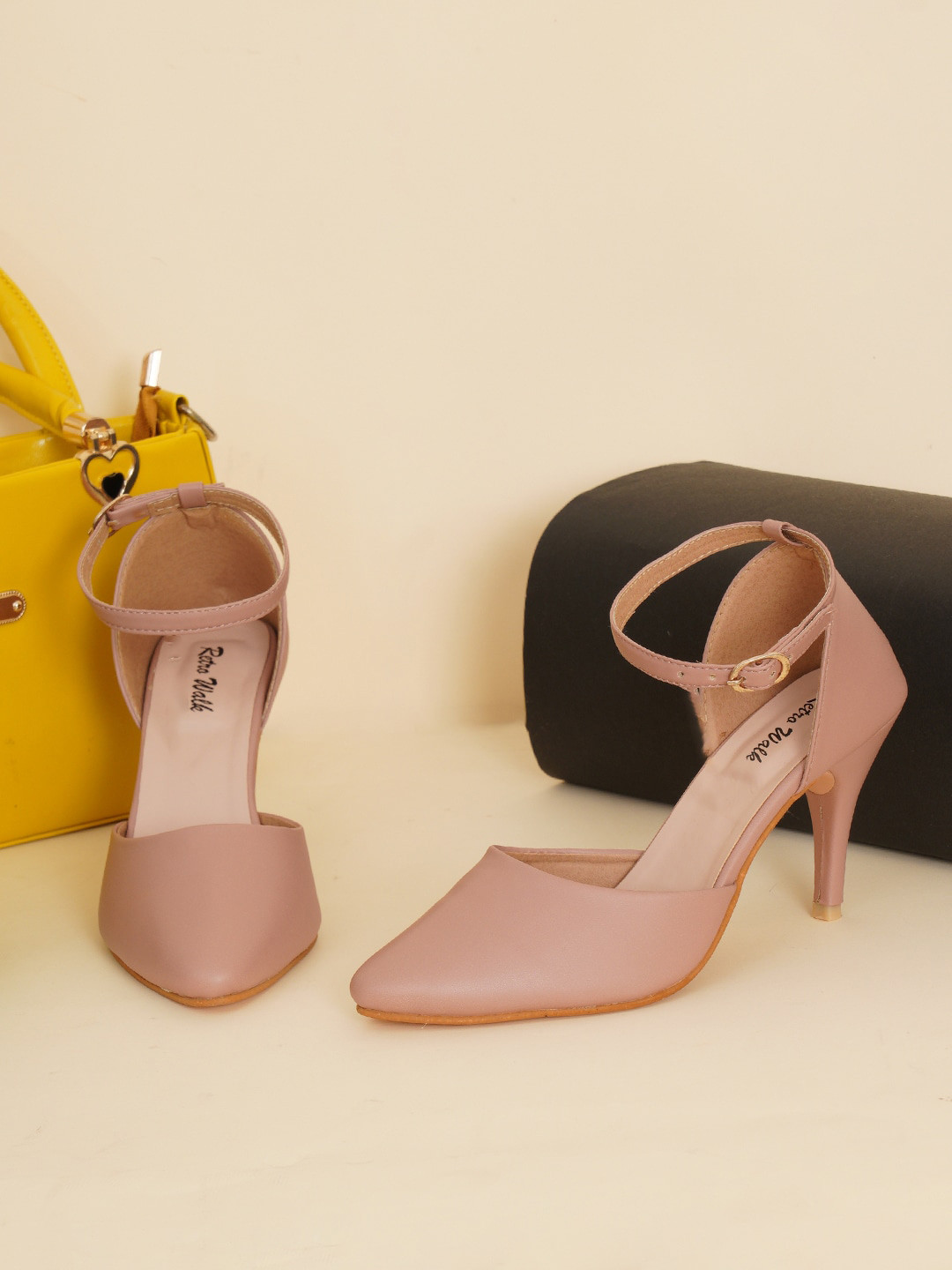 Retro Walk Pointed Toe Closed Back Pumps With Buckles