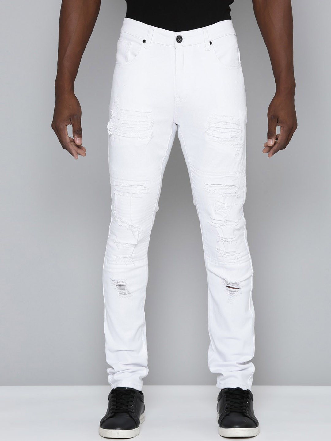 WAIMEA Hollywood Skinny Fit Mid-Raise Highly Distressed Stretchable Jeans