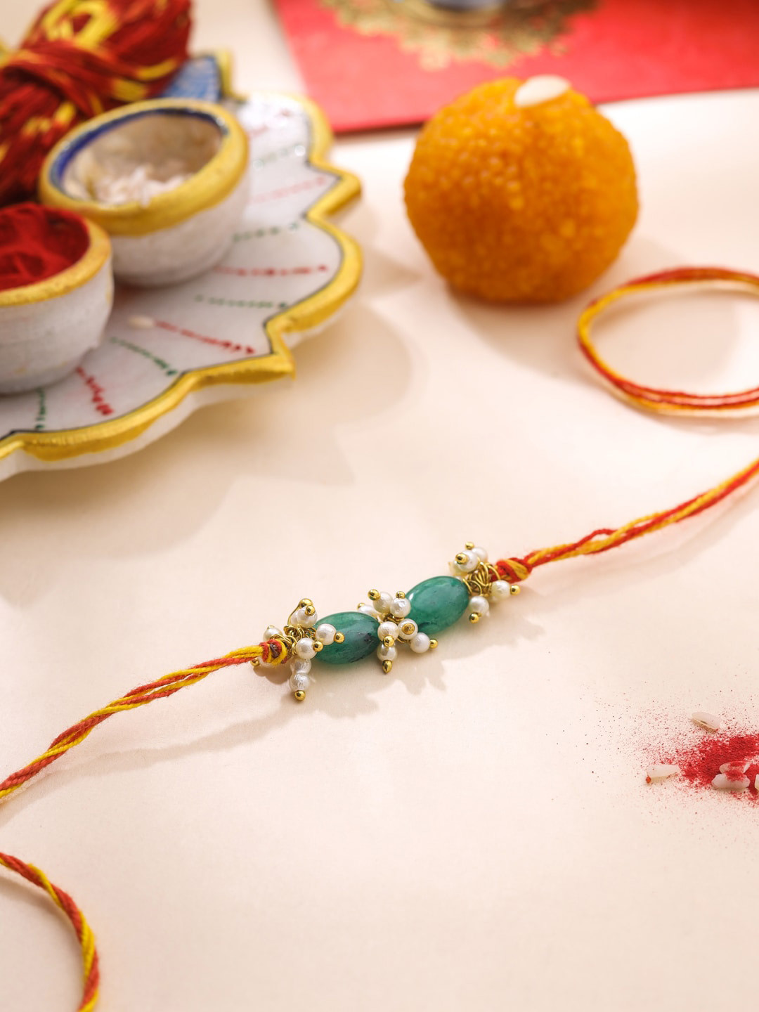 RDK Unisex Gemstones Beads Charm Rakhi