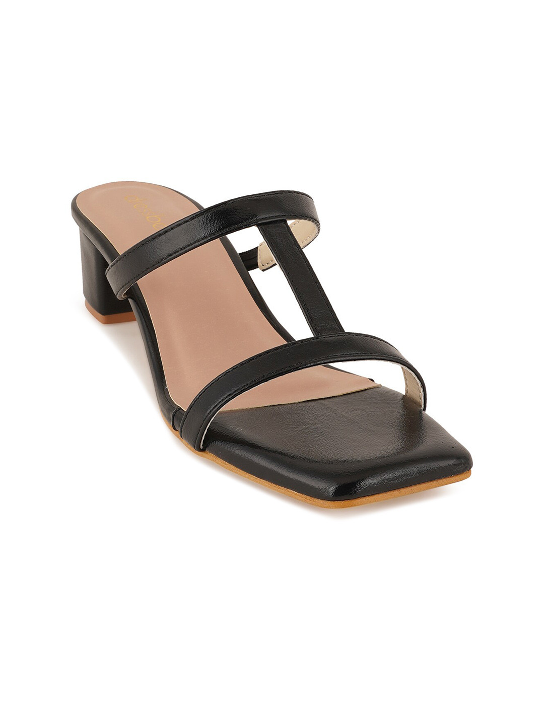 DressBerry Black Open Toe Block Heels