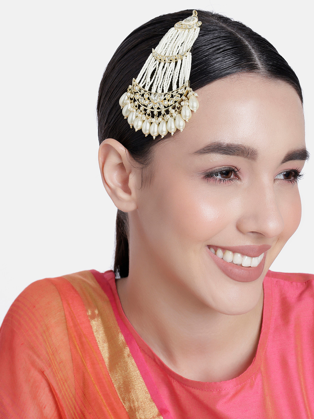 LAIDA Gold-Plated Pearls-Studded Jhumar Passa Head Jewellery