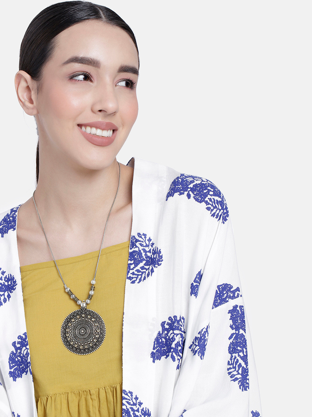 LAIDA German Silver Silver-Plated Oxidised Necklace