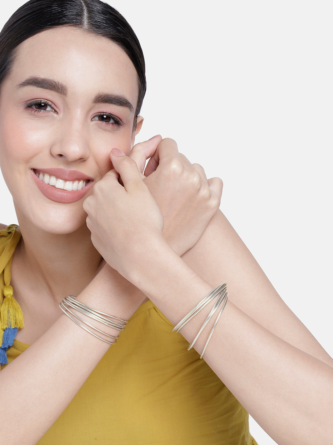 LAIDA Set of 12 Silver-Plated German Silver Oxidised Bangles