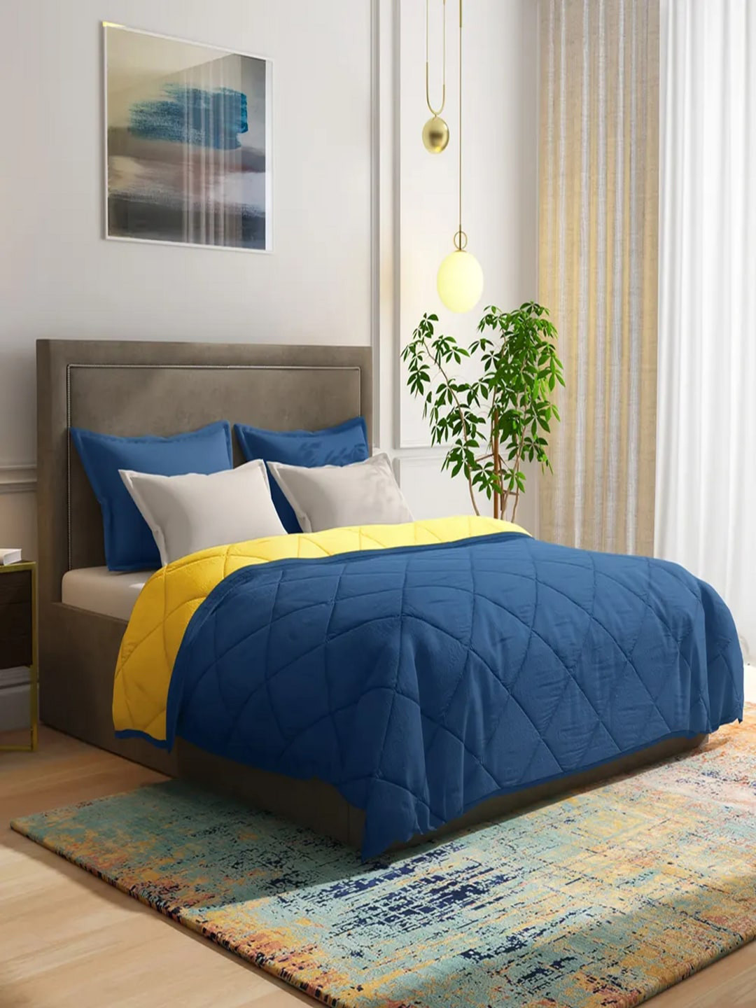 wakefit Yellow Mild Winter 210 GSM Reversible Double Bed Comforter