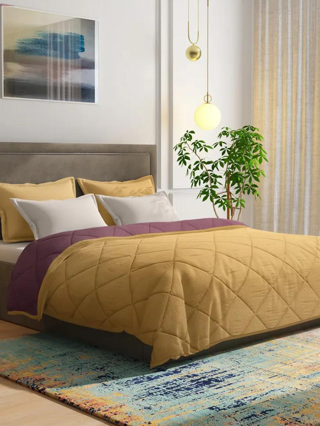 wakefit Beige Mild Winter Reversible 210 GSM Double Bed Quilt