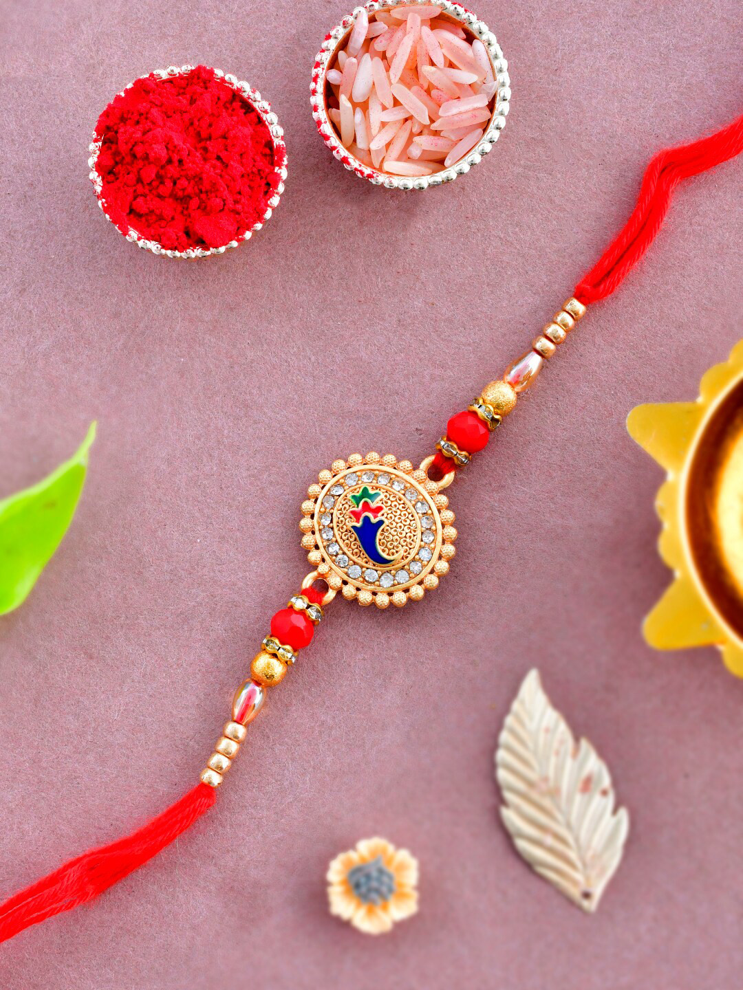 Aapno Rajasthan Embellished Enamled Beaded Rakhi