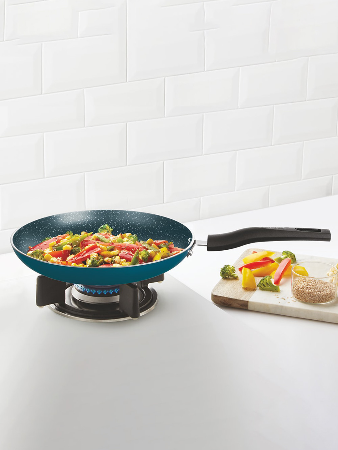 BOROSIL ProChef Blue Non-stick Flat Aluminium Tawa - 20cm