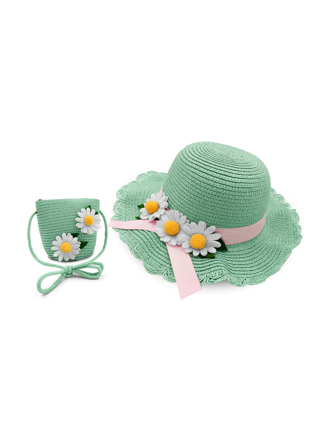 JENNA Girls Floral Embellished Sun Hat With Pouch