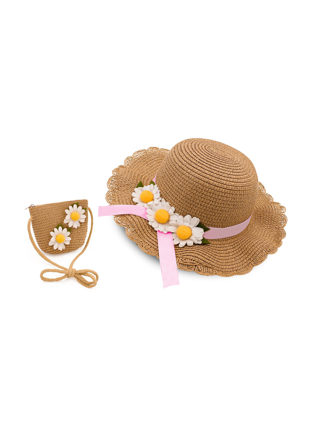 JENNA Girls Floral Embellished Sun Hat With Pouch