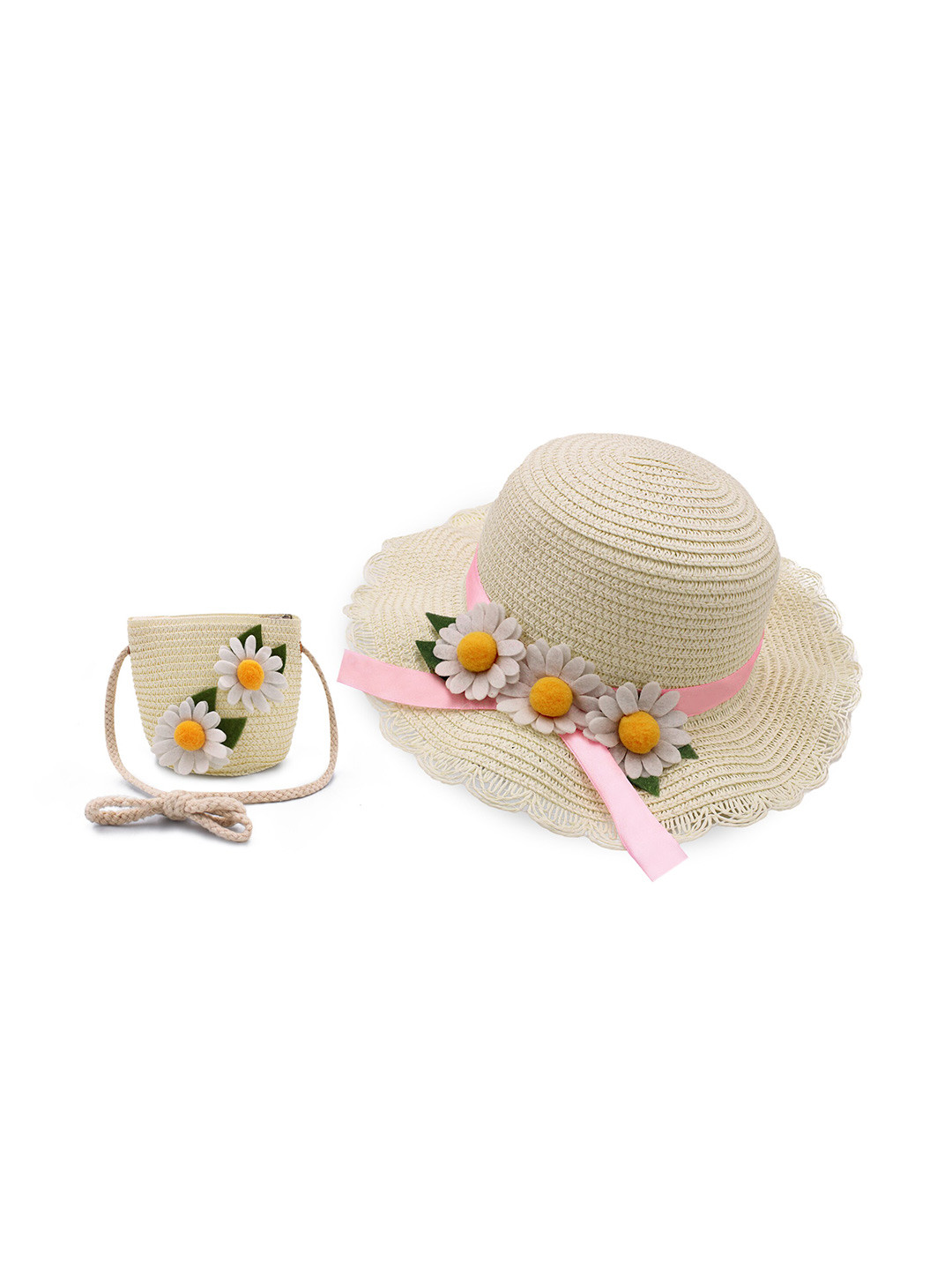 JENNA Girls Floral Embellished Sun Hat With Pouch