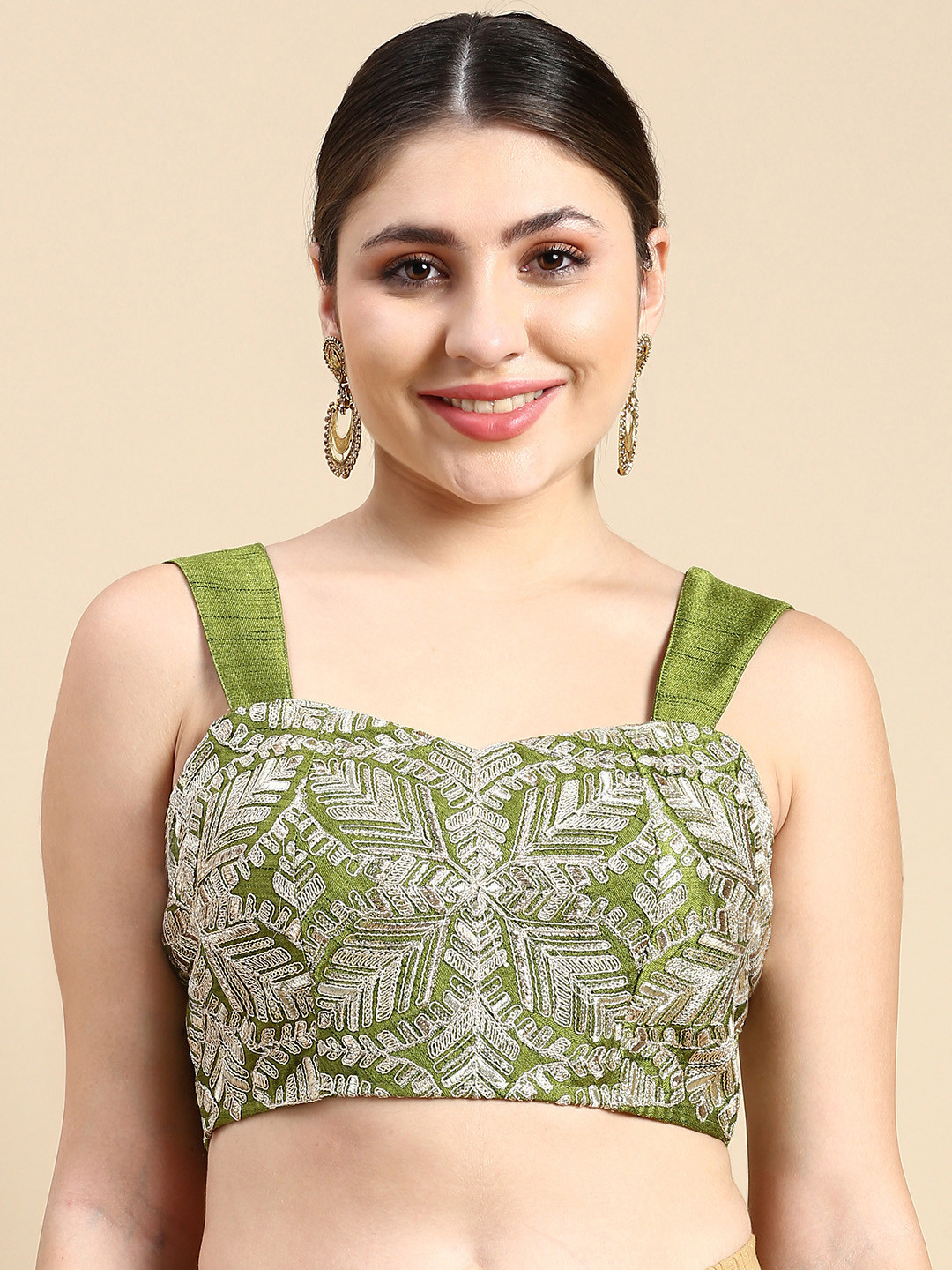 flaher Embroidered Zari Sweetheart Neck Silk Padded Readymade Blouse