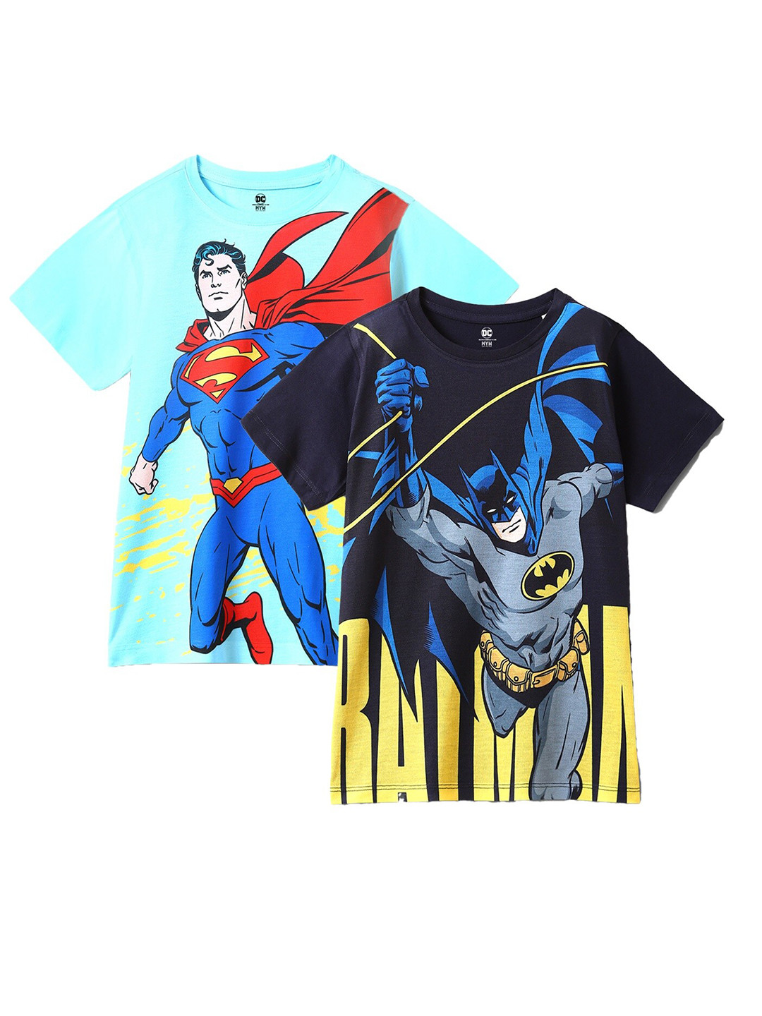 Wear Your Mind Boys Pack Of 2 Batman & Superman Printed T-shirts