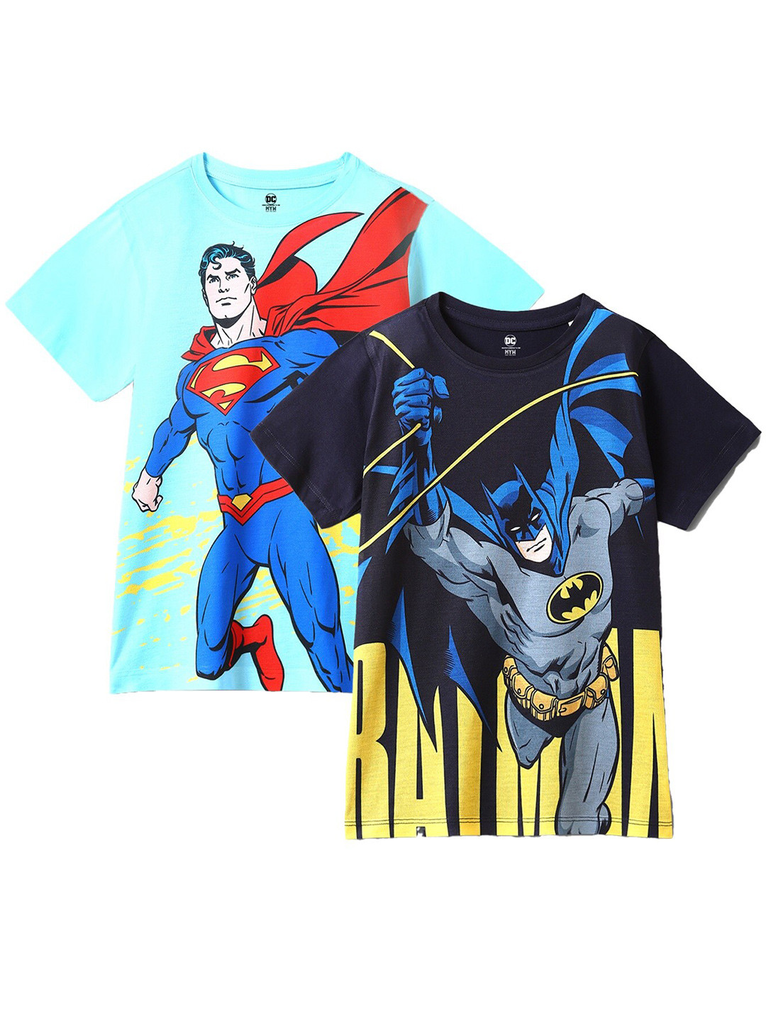 Wear Your Mind Boys Pack Of 2 Batman & Superman Printed T-shirts