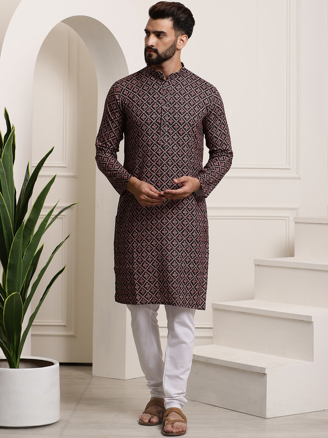 SOJANYA Floral Printed Regular Pure Cotton Kurta with Churidar