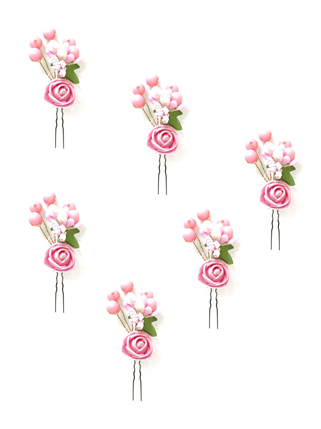 Hair Flare Women Set of 6 Floral Detail U Pins