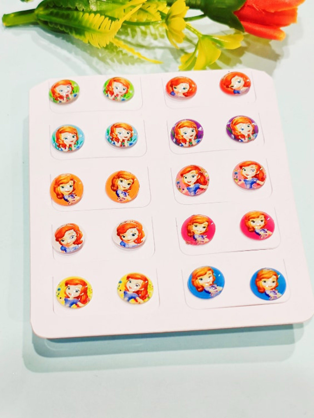 FEMMIBELLA Set of 10 Barbie Circular Studs Earrings