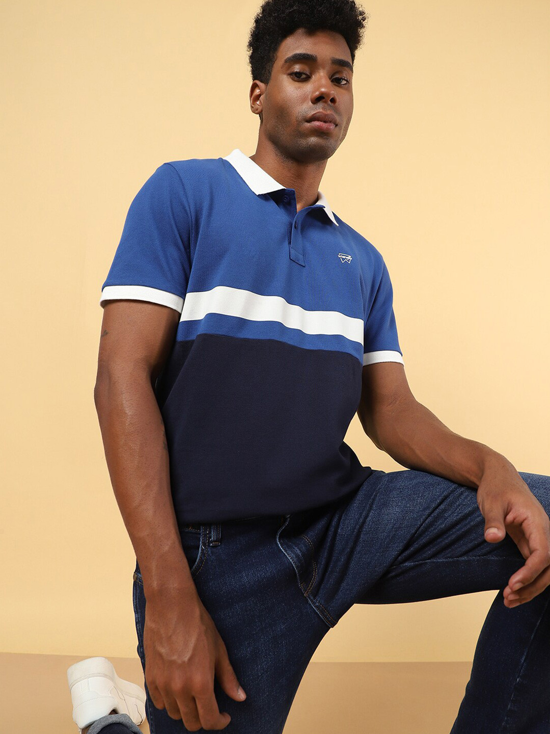 Wrangler Colourblocked Polo Collar Cotton T-Shirt