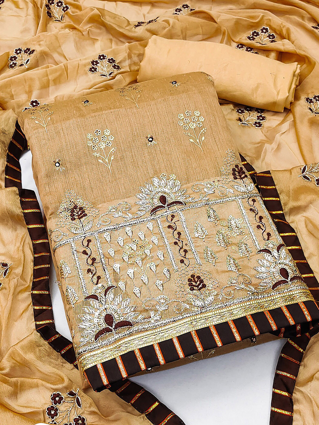 MANVAA Floral Embellished Unstitched Dress Material