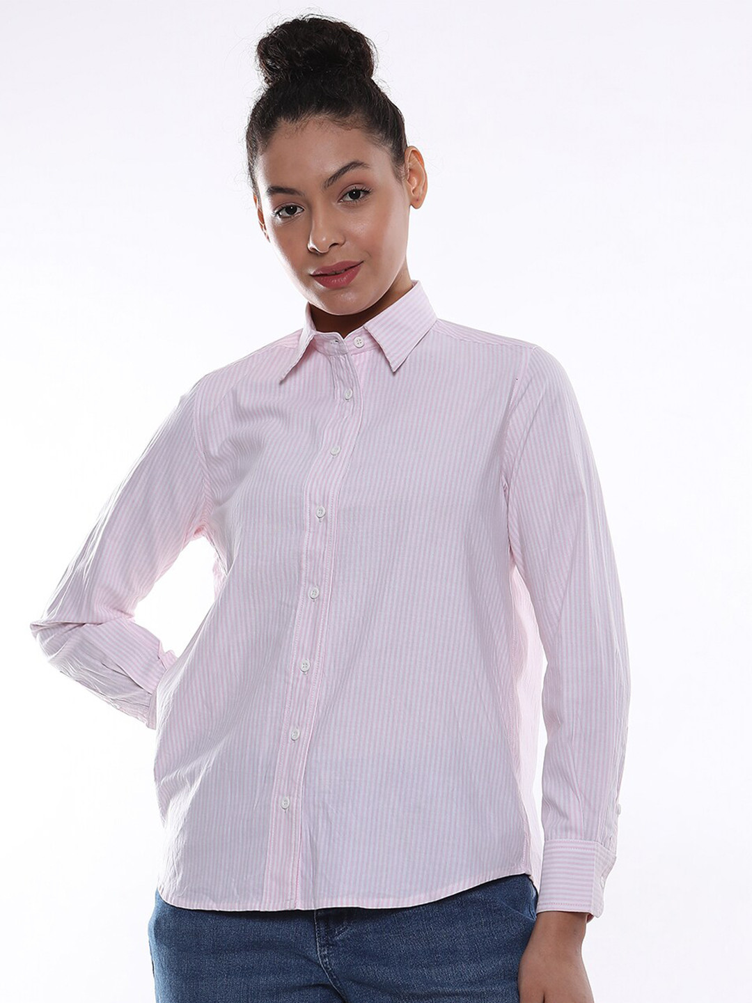 Gazillion Comfort Opaque Striped Oxford Weave Pure Cotton Casual Shirt
