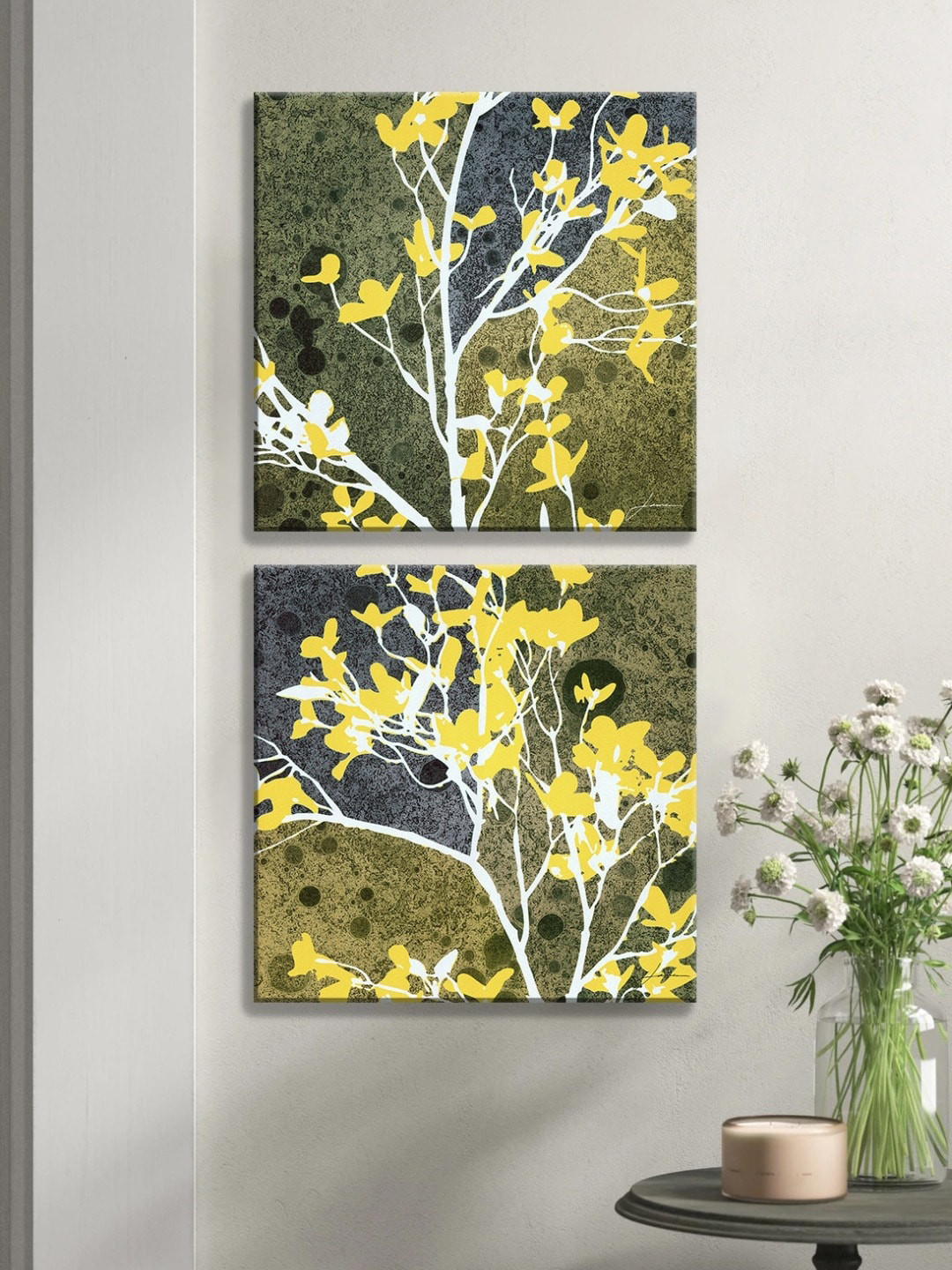 Art Street Luxury Stretched Canvas 2 Pcs Wall Square Paintings Wall Art - 12x12In