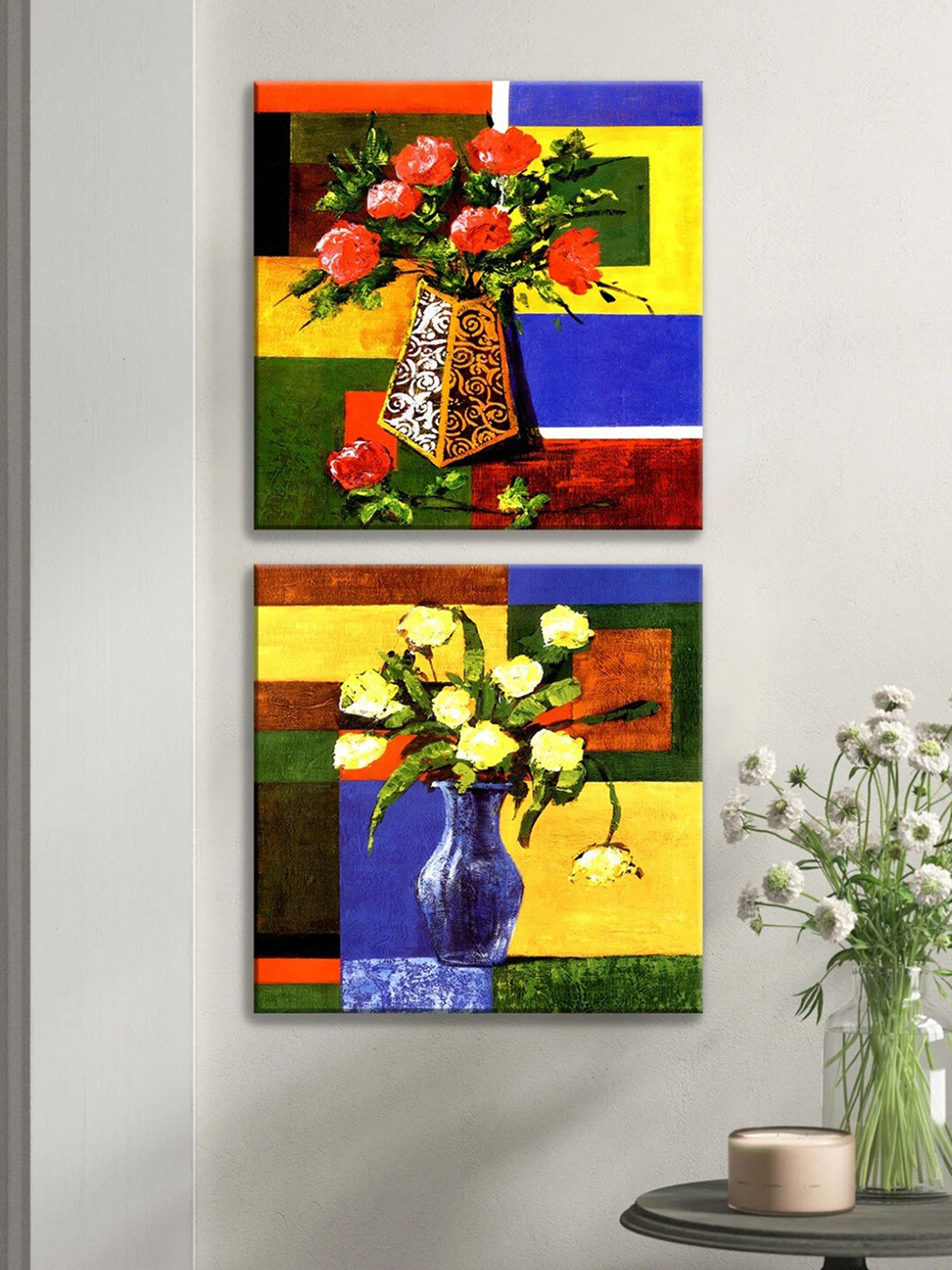 Art Street Yellow & Blue 2 Pieces Luxury Stretched Wall Art