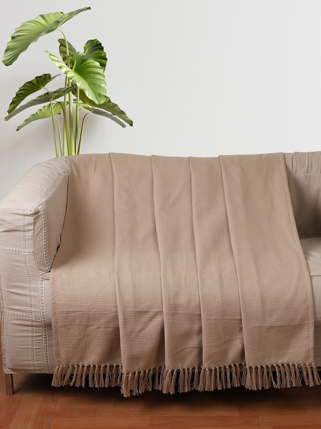 Jamio Firati Grey Textured Pure Cotton Throw