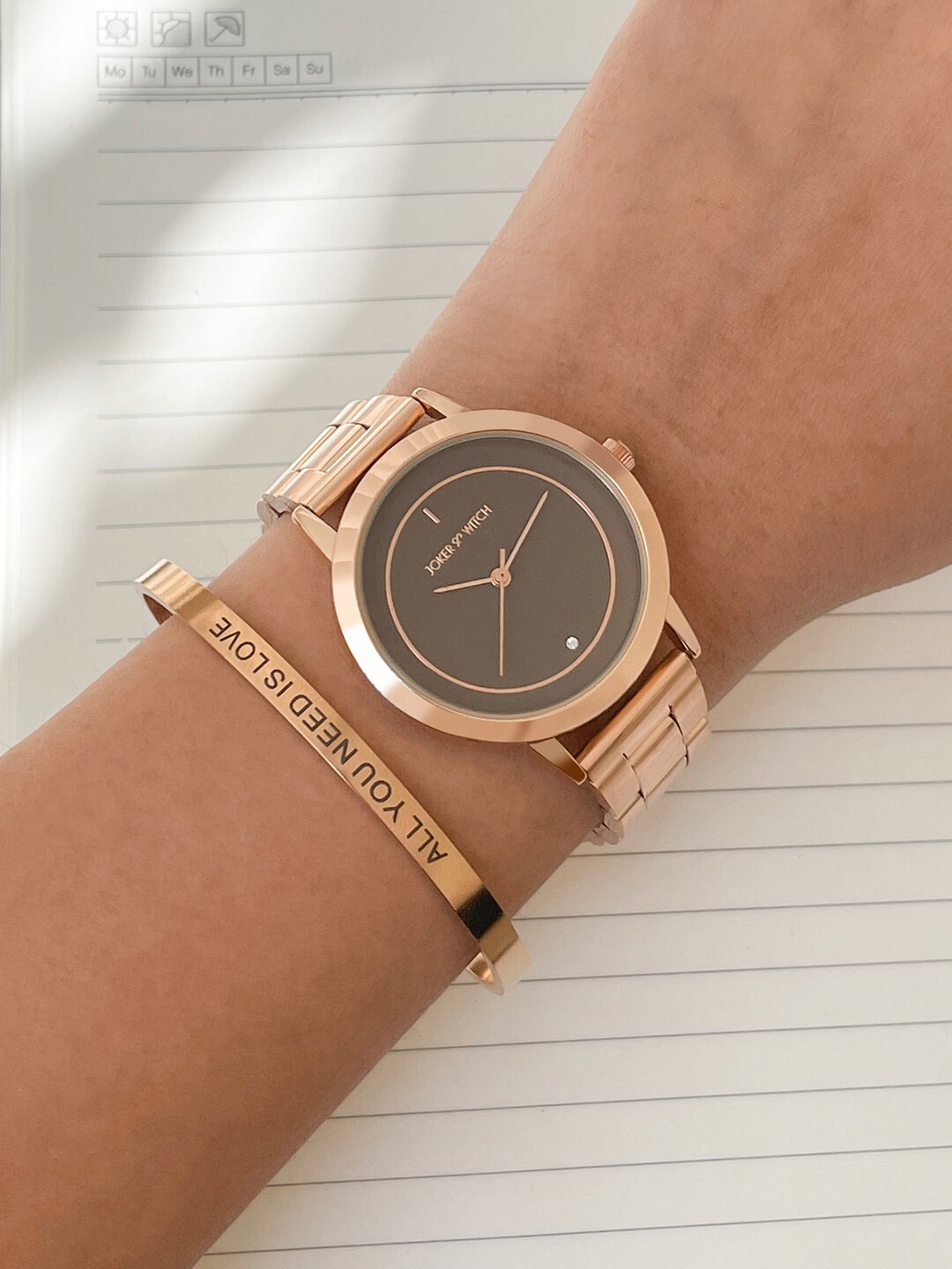 JOKER & WITCH Women Rose-Gold Watch With Bracelet Stack Gift Set