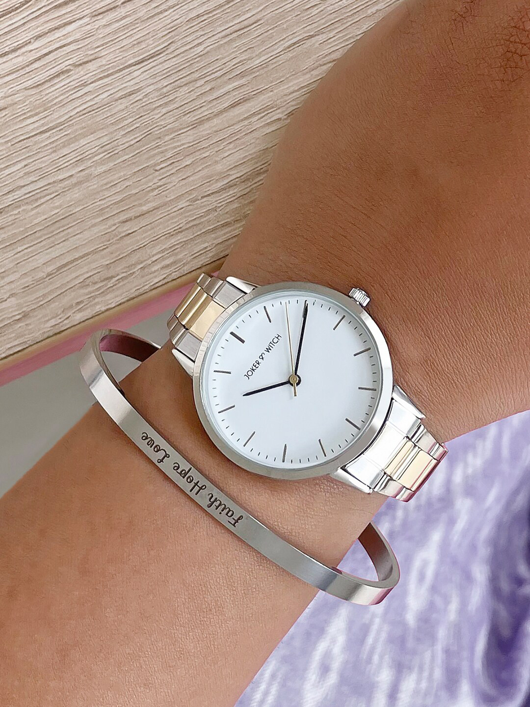 JOKER & WITCH Rayla Dualtone Women Watch With Bracelet Stack JWBS758