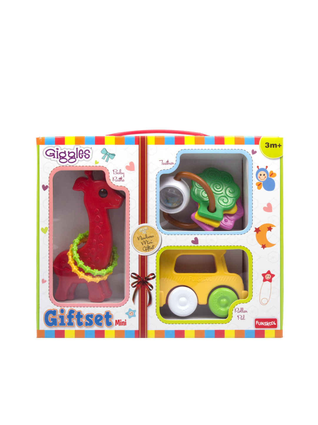 Giggles Assorted Mini Toy Gift Set with Rattle, Teether & Roller