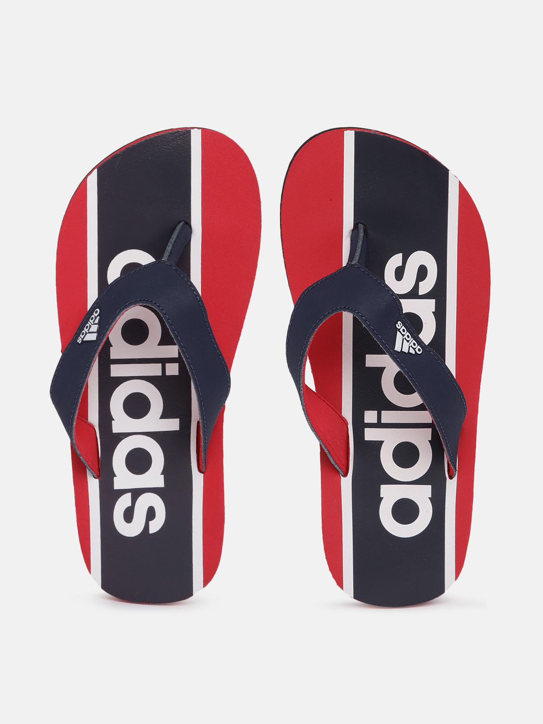 ADIDAS Kids Brand Logo Printed Thong Flip-Flops with Striped Detail