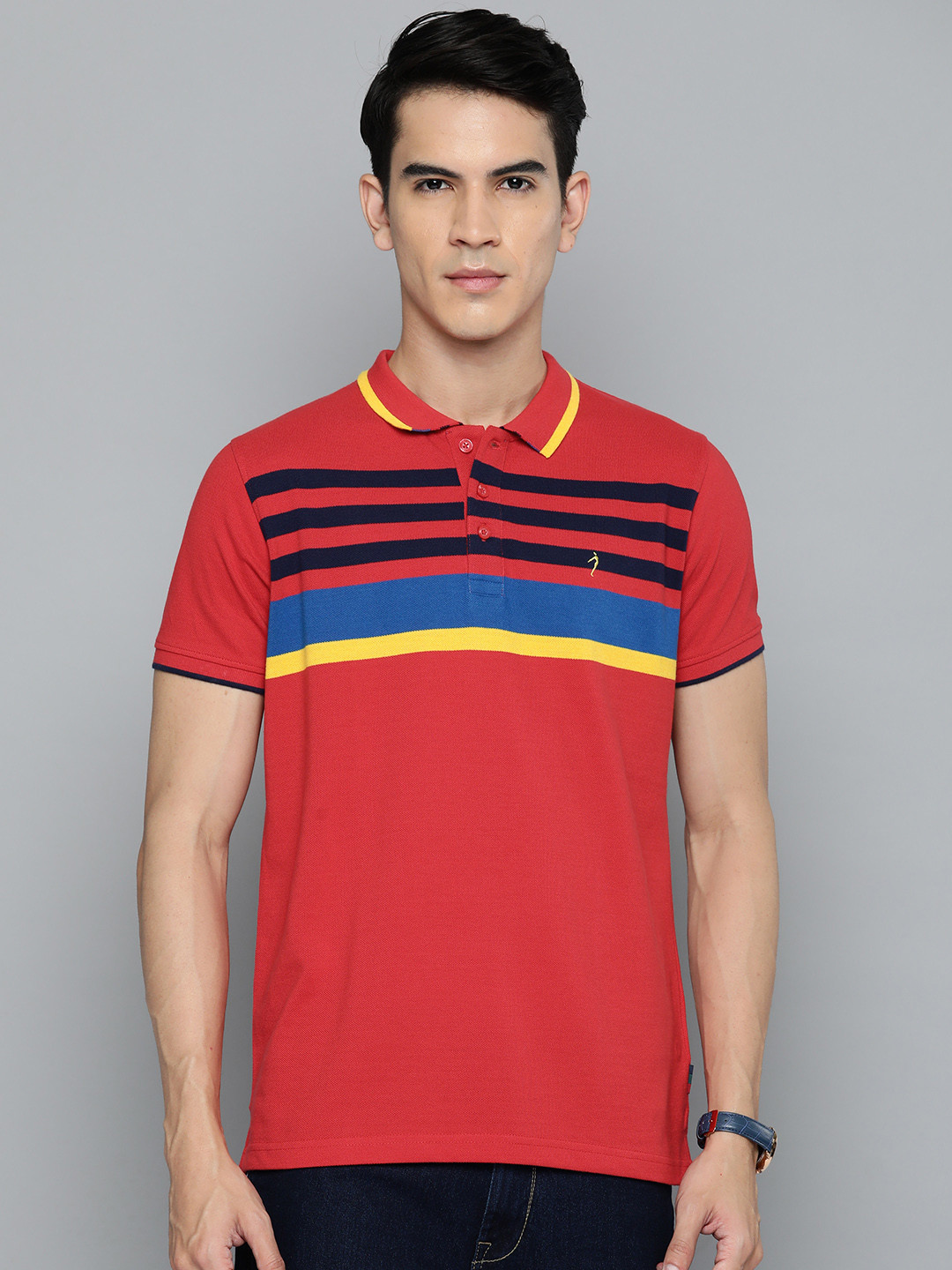 Indian Terrain Striped Polo Collar T-shirt
