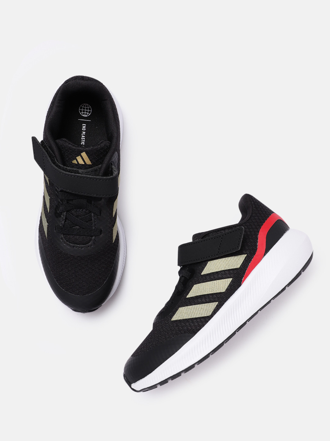 ADIDAS Kids Woven Design Run Falcon 3.0 EL Running Shoes with Striped Detail