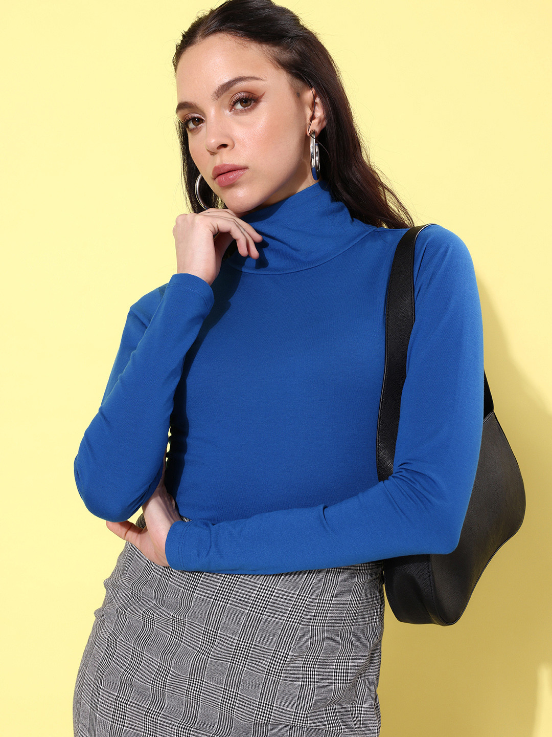 Mast & Harbour Solid High Neck Long Sleeves Bodysuit