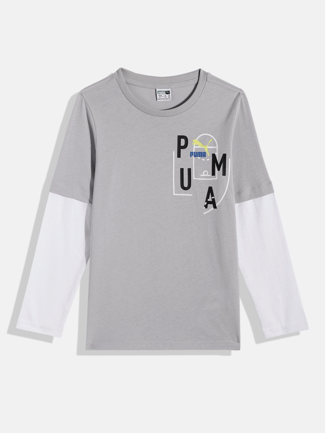 Puma Boys Classics FTR Baller Brand Logo Colourblocked Pure Cotton T-shirt