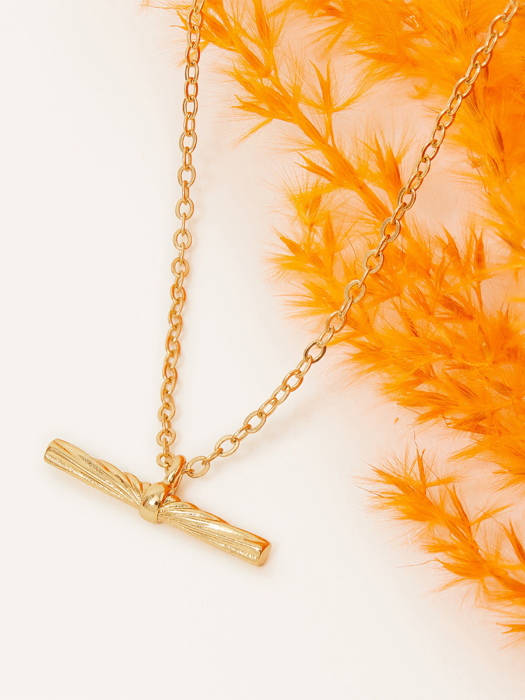 Accessories 14K Gold Plated Gold Z Sunray T-Bar Pendant Necklace