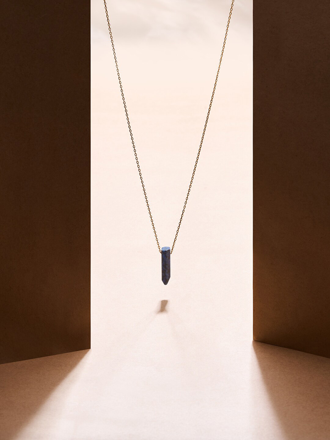 Accessorize London 14K Gold Plated Blue Z Rough Cut Shard Hs Nk Lapis Necklace