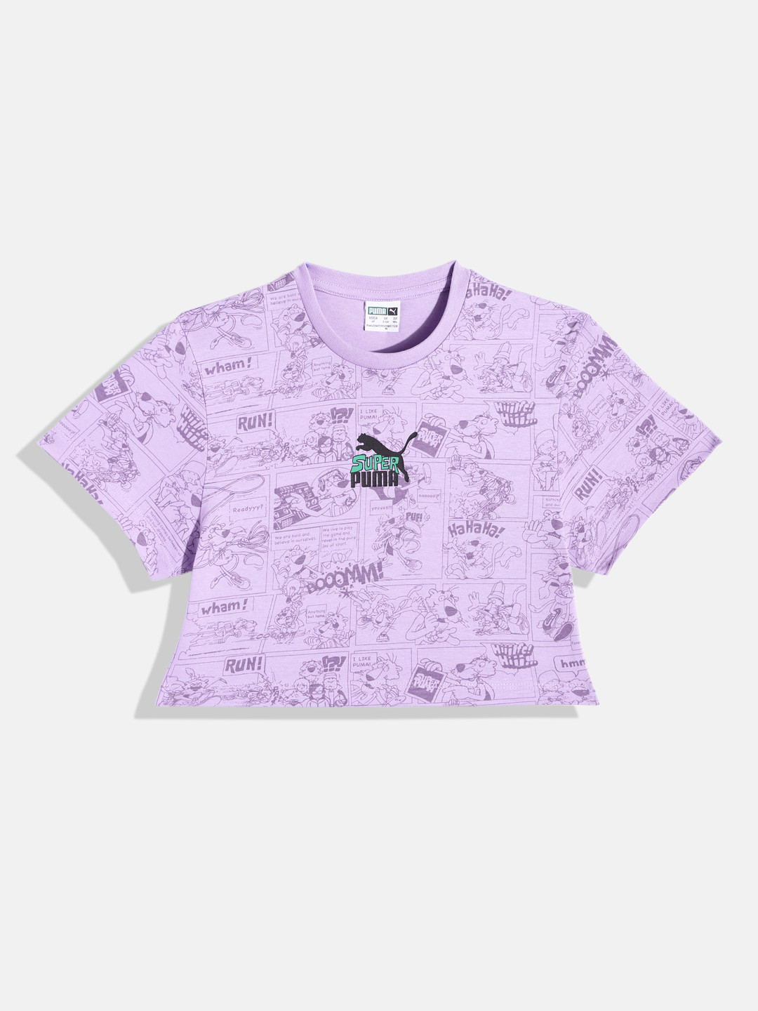 Puma Girls Super PUMA Aop Youth Printed Pure Cotton Relaxed Fit T-shirt