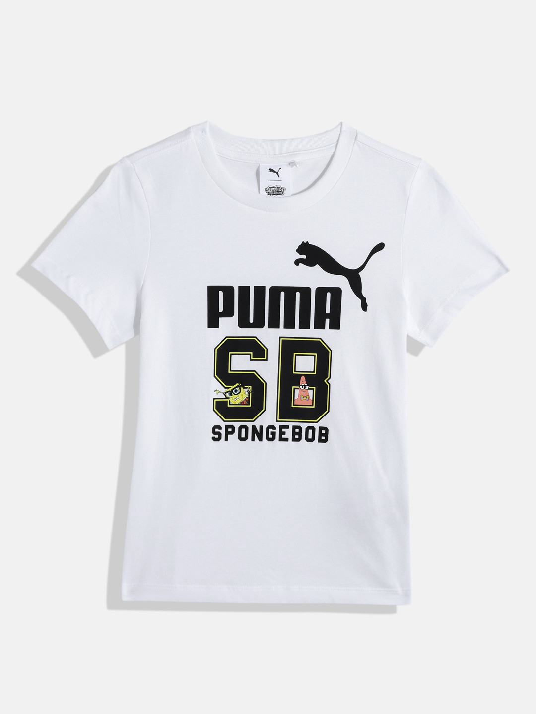 Puma Kids x SPONGEBOB SQUAREPANTS Brand Logo Printed Pure Cotton T-shirt